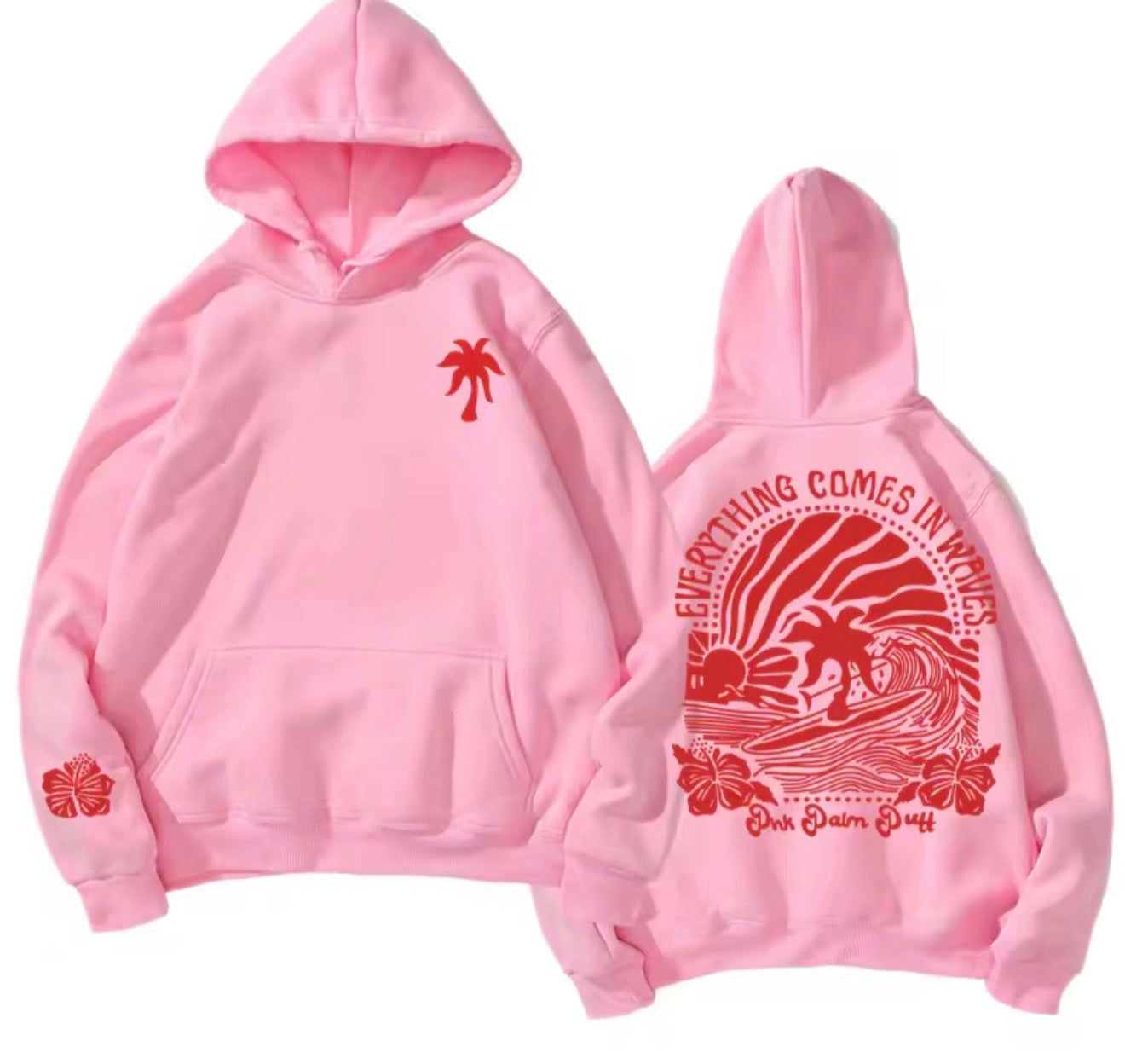 Pink Palm Puff Hoodie ✨