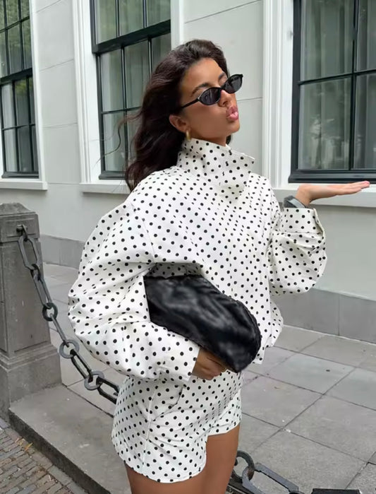 Polka Dot Pullover & Short Set